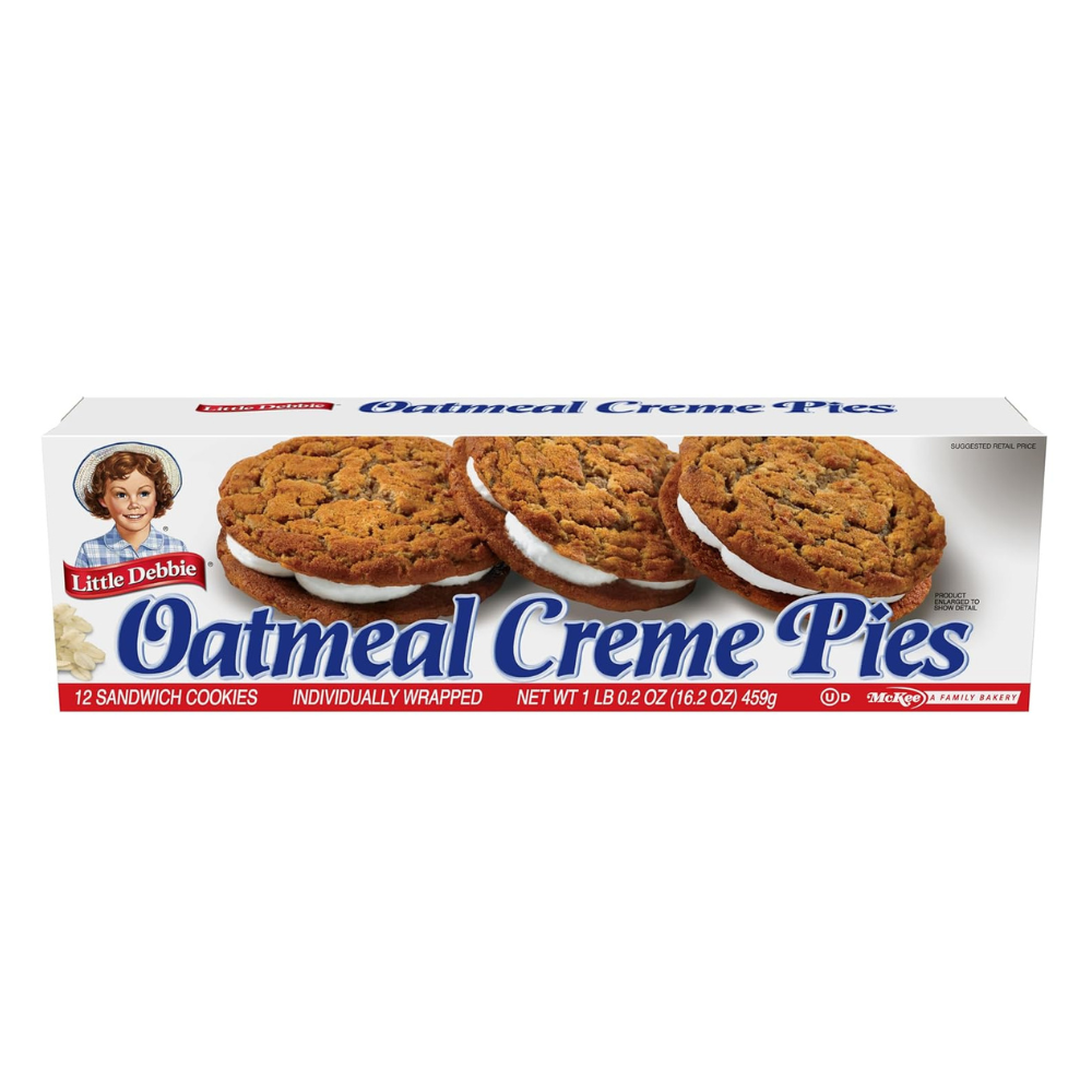Untitled-design-2026-07-25T052427.331.png Little Debbie Oatmeal Crème Pies, 12 Individually Wrapped Sandwich Cookies - Image 1